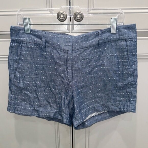 Ann Taylor Factory Blue Chambray Dotted shorts size 6 - Picture 1 of 5